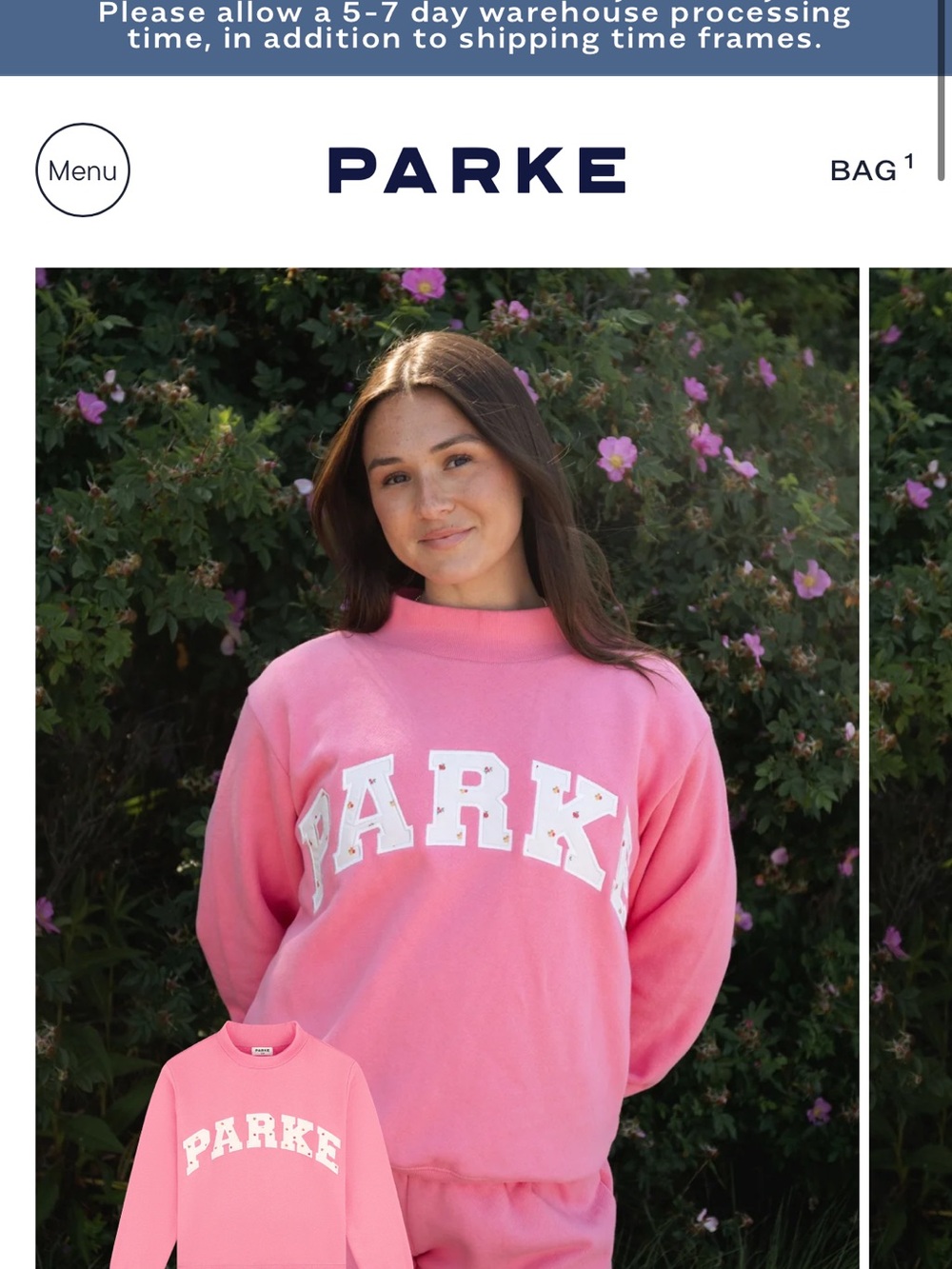 Parker Pink Crewneck Sweatshirt with White Logo